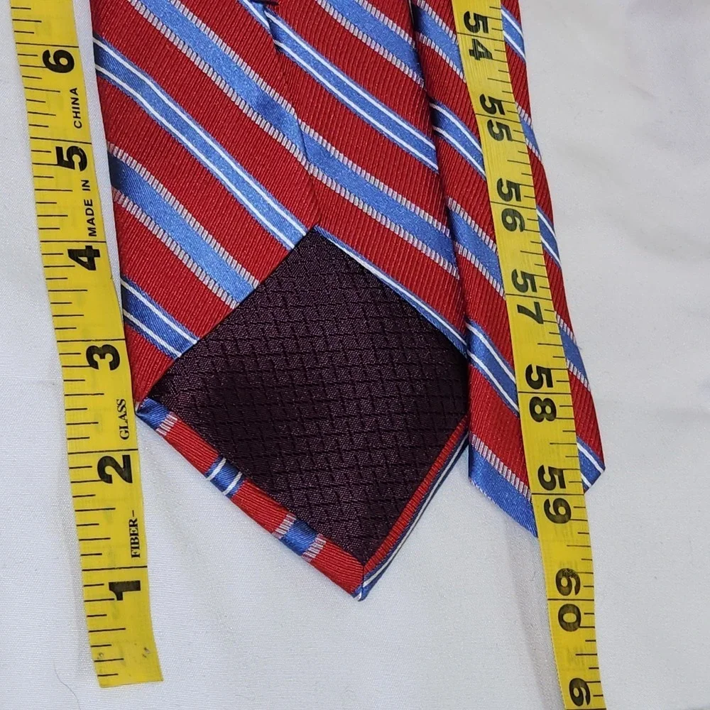 OS Neck Tie Red White Blue Striped Silk Excellent